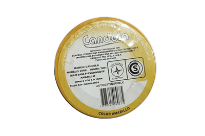 CINTA AISLADORA AMARILLO 10 MTS CANDELA  (B/200)