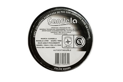 CINTA AISLADORA NEGRA 10 MTS. CANDELA (B/200)