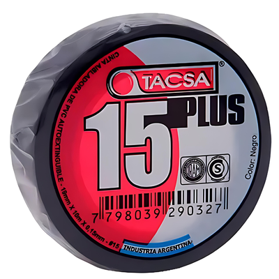 *CINTA PVC NEGRO 10M TACSA 18PLUS