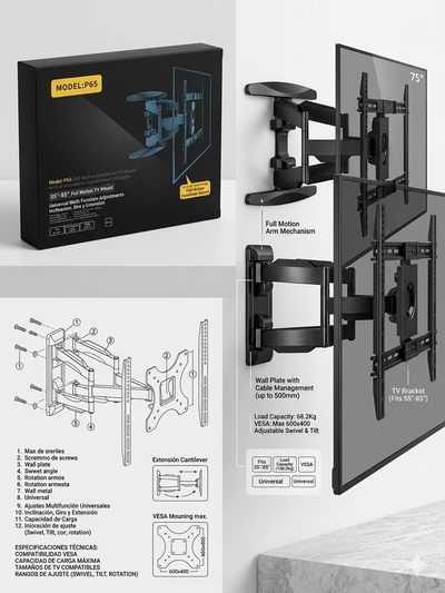 SOPORTE TV MOVIL 55-85 P65 68,2KG