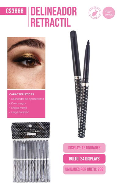 delinea.ojos retractil x12u pink21