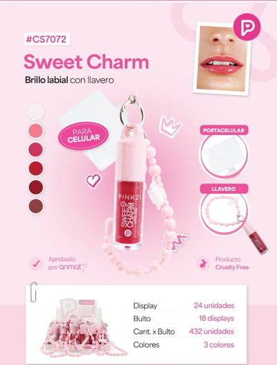 Lipgloss para celular y pulsera de Pink 21