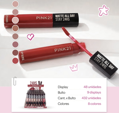Labial Liquido Matte de Larga duracion de Pink 21 