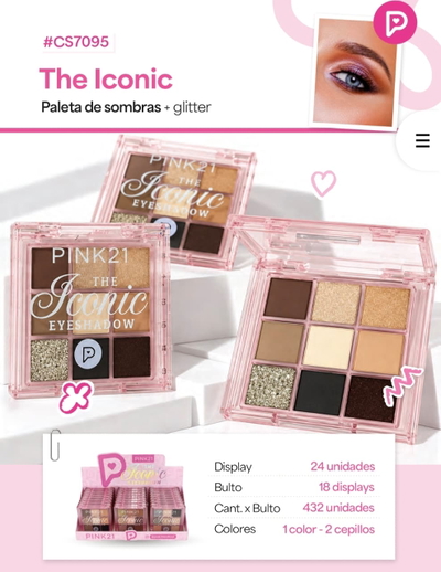 Paleta de sombras mas glitter de Pink 21