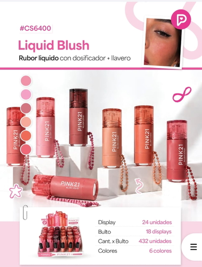 Rubor liquido con dosificador mas llavero de Pink 21