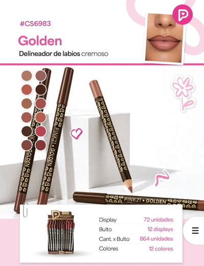 Delineador de labios cremoso en lapiz de Pink 21