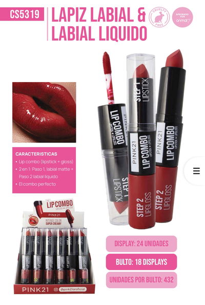 LABIAL DOBLE LIQUIDO/BARRA pink21