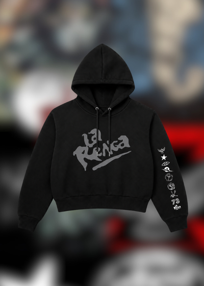 Buzo crop la renga gris discos 