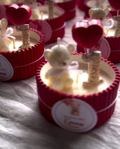 Velitas en cuenco rayado infantiles 