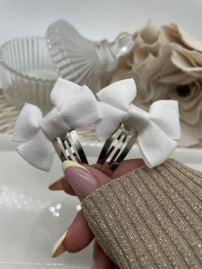 Par de tik tak moño blanco 