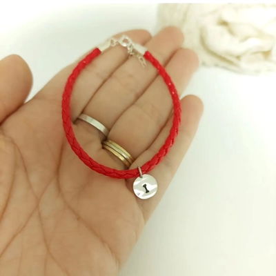 PULSERA CUERO ECOLOGICO ROJO