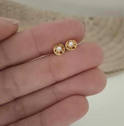  AROS PERLA CIRC  (Enchapado en oro 18k)