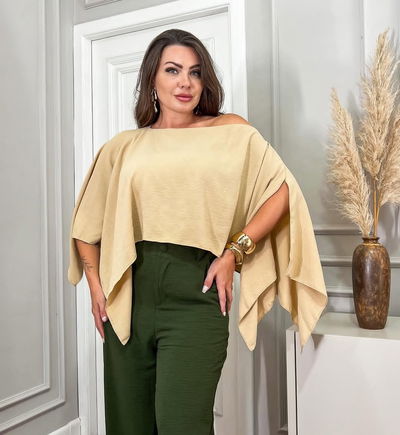 Poncho más top tela duna 