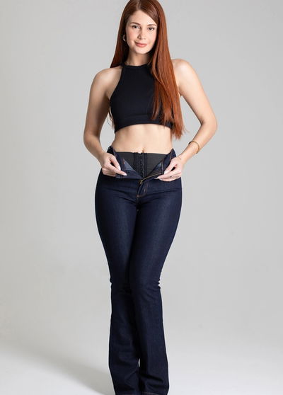 Jeans con faja semioxford azul oscuro 