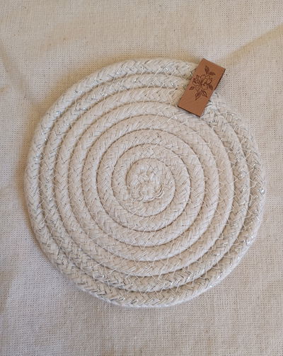 Posavasos de soga de algodón y lurex x6