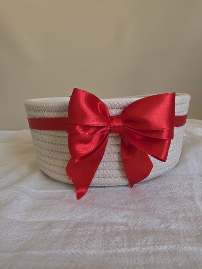Organizador navideño moño rojo
