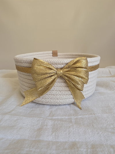 Organizador navideño moño dorado