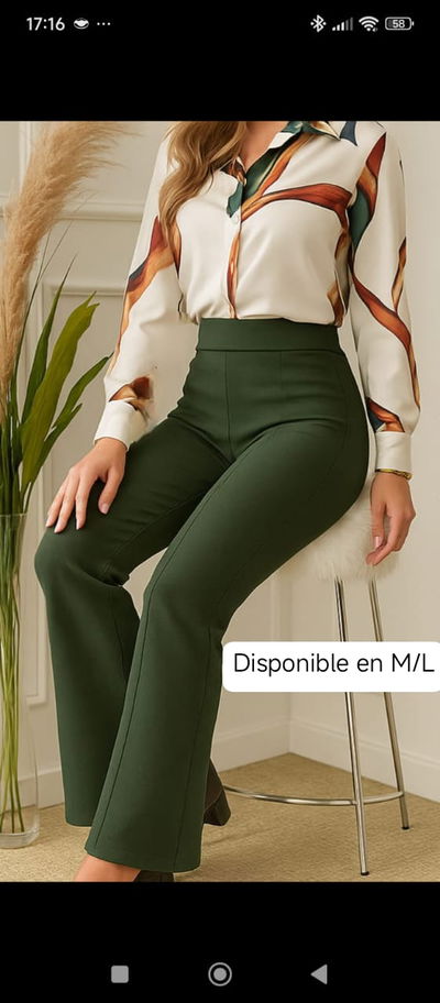 Pantalon Zara con friza Verde Oscuro