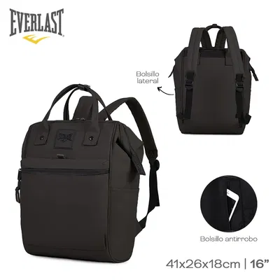 MOCHILA EVERLAST BOCA DE PEZ NYLON NEGRO