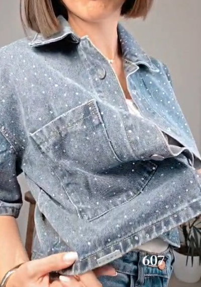 CAMISA JEAN MANGA CORTA STRASS