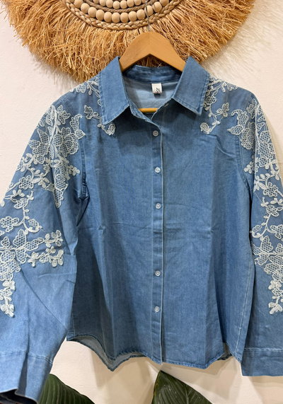 Camisa Jean Bordada