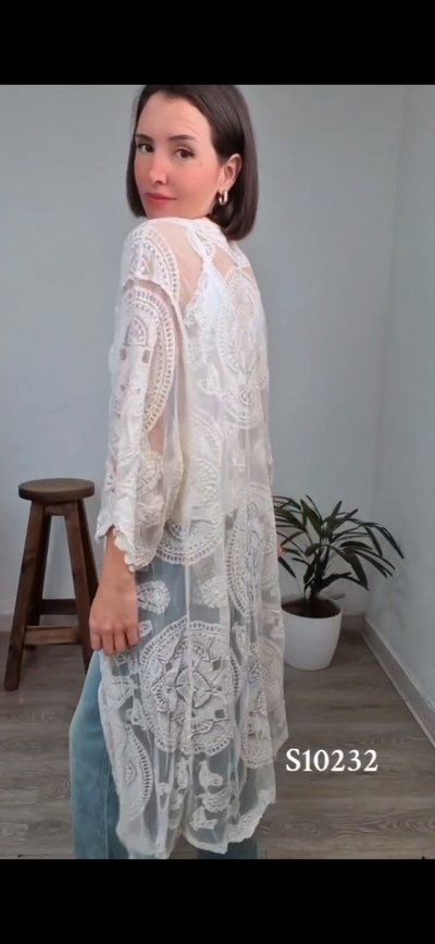 Kimono Importado de Encaje NATURAL