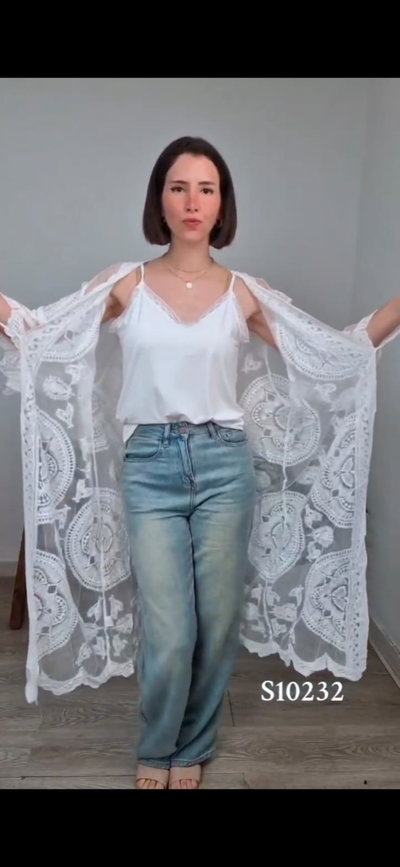 Kimono Importado de Encaje NATURAL