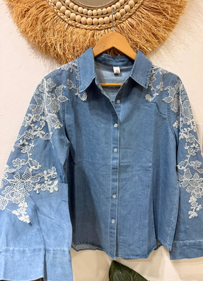 Camisa Jean Bordada