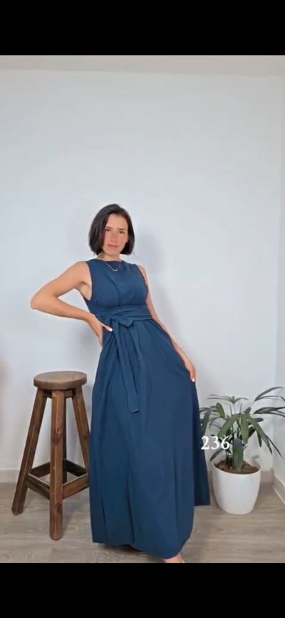 VESTIDO LOTO SHEIN CON LAZO Y BOLSILLOS.