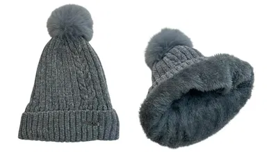 GORRO TEJIDO CON PIEL POR DENTRO. GRIS
