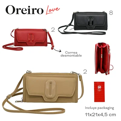 Billetera Oreiro Love OSCURA CORREA DESMONTABLE