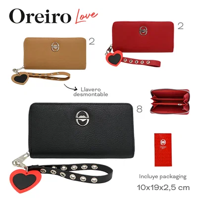 Billetera ROJA Las Oreiro Love 11 COMPARTIMIENTOS