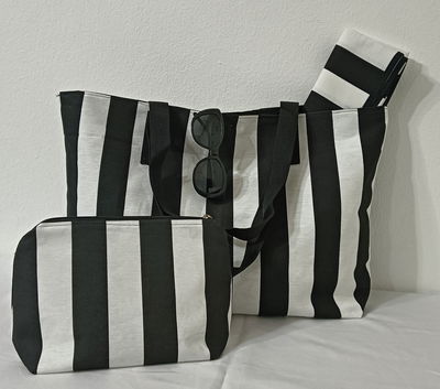 Bolso/ Tote bag grande + lona + Neceser transparente 
