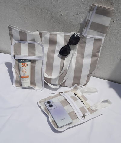 Kit completo (Bolso gde, Neceser gde y transparente, lona y organizador para reposera)