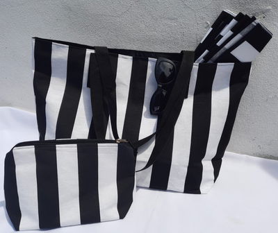 Bolso playero grande + lona + Neceser transparente 