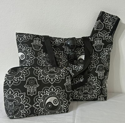 Bolso playero grande + lona + Neceser transparente 