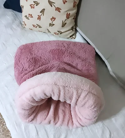 Saco Cama para Gatos Doble Corderito rosa