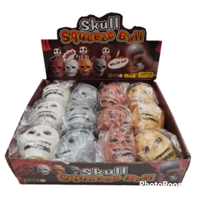 SQUISHY ANTI STRESS SKULL CAJA X12