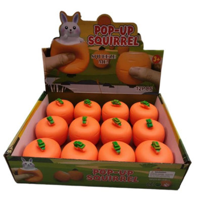 SQUISHY ANTI STRESS POP-UP SQUIRREL CAJA X12