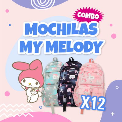 COMBO X12 MOCHILAS DISEÑO MY MELODY SURTIDAS