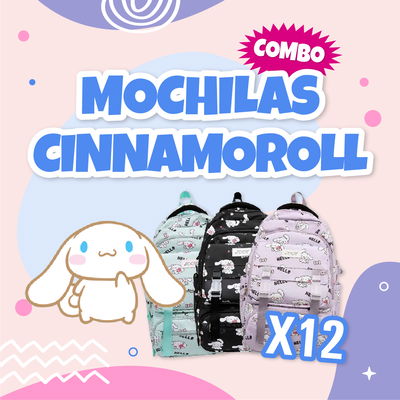 COMBO MOCHILAS CINNAMONROLL X12U SURTIDAS