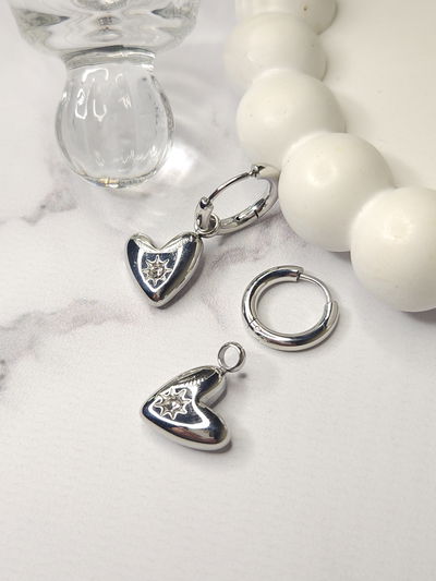AROS HOOPS HEART IRREGULAR SILVER