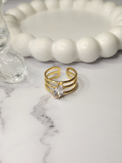 ANILLO TRIPLE LINEA ROMBO CUBIC