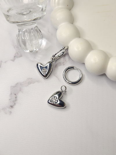 AROS HOOPS HEART IRREGULAR SILVER