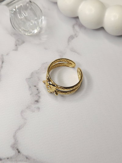 ANILLO ESTRELLA TRAMADA CUBIC GOLD