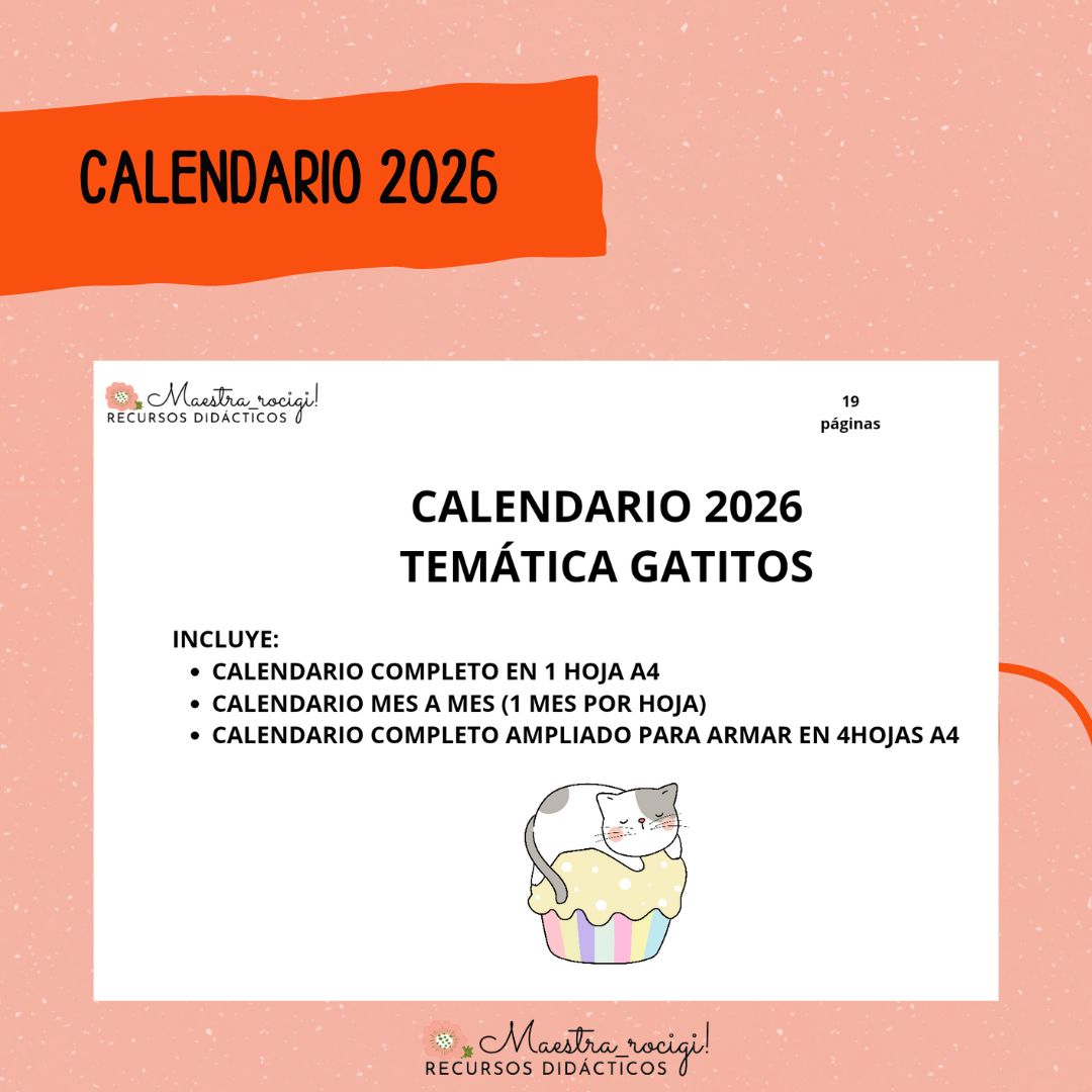 Calendario 2026 Gatitos (pdf) | Maestra Rocigi