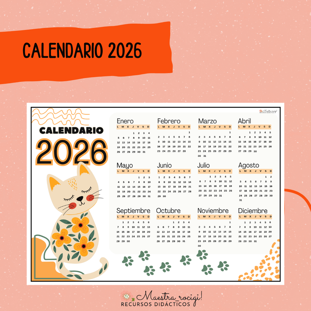 Calendario 2026 Gatitos (pdf) | Maestra Rocigi