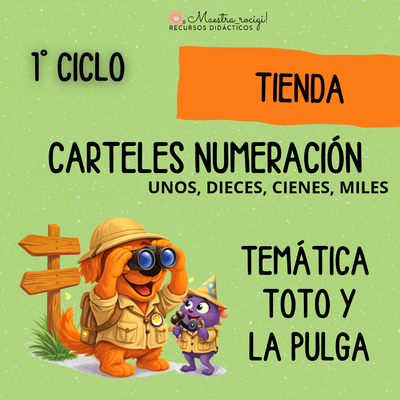 Carteles numeración Toto y su amiga la pulga 1° ciclo (pdf)