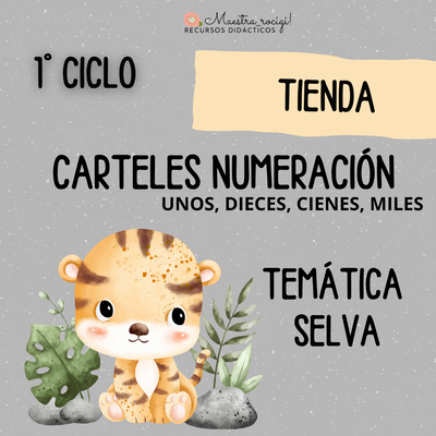 Carteles numeración  1° ciclo ANIMALES SELVA (pdf)
