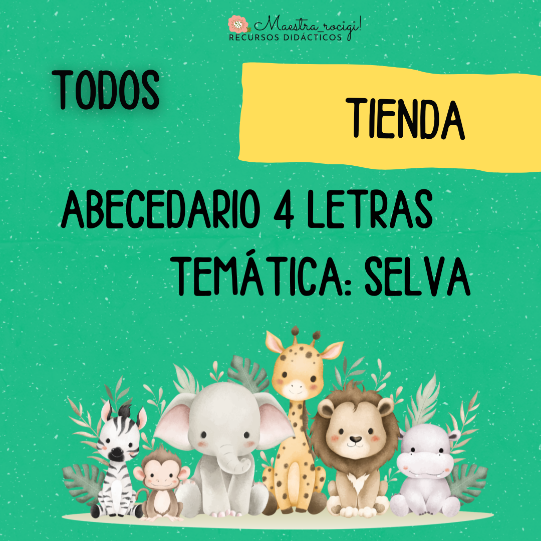 Abecedario 4 tipos de letras ANIMALES DE LA SELVA (con dibujo de ...